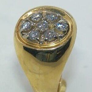 Man’s 0.56 CT Seven Natural Diamond 14 KT Solid Yellow  Gold Size 12 ½ Ring
